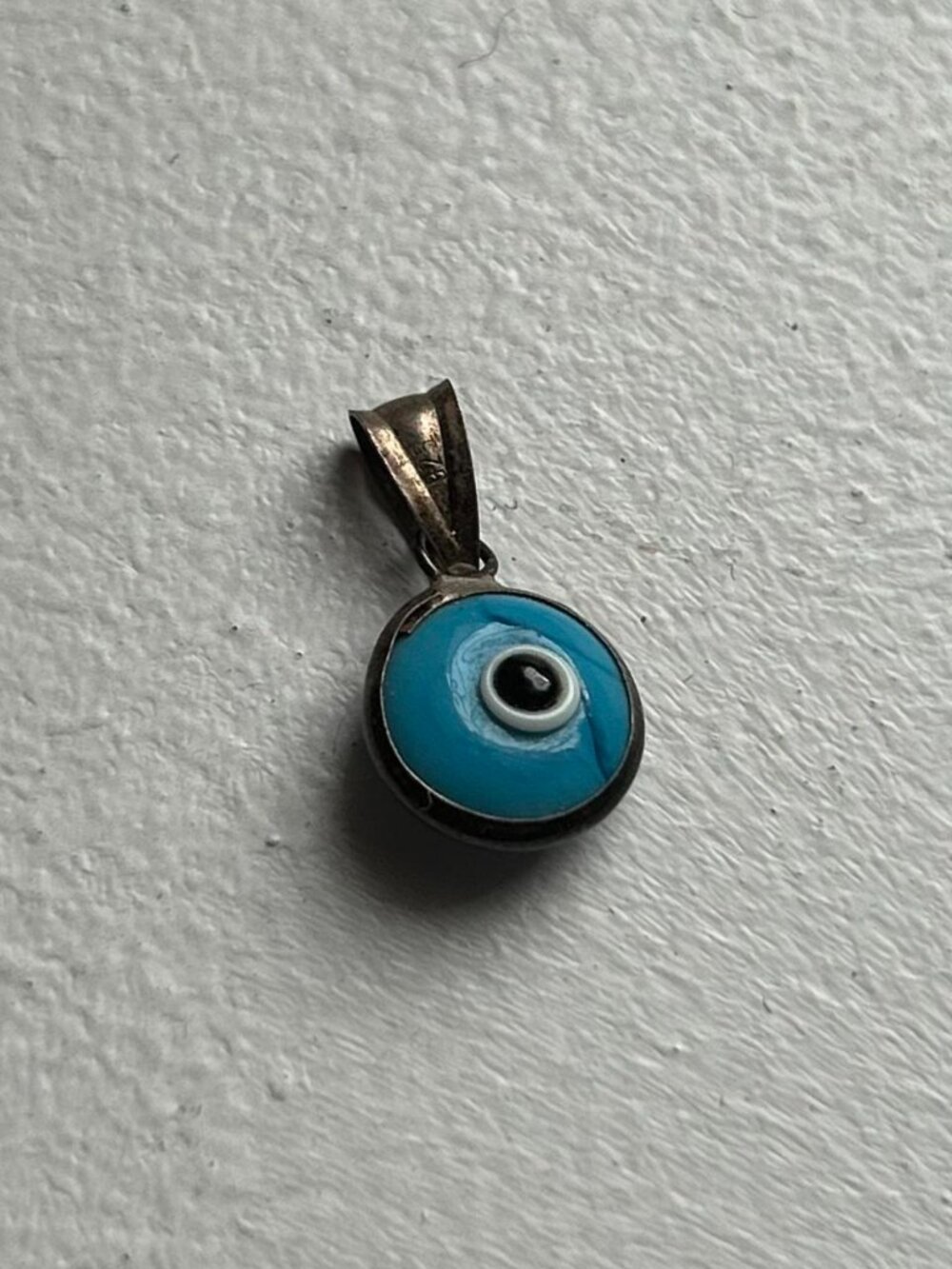 Small Light Blue Evil Eye 925 Silver Pendant